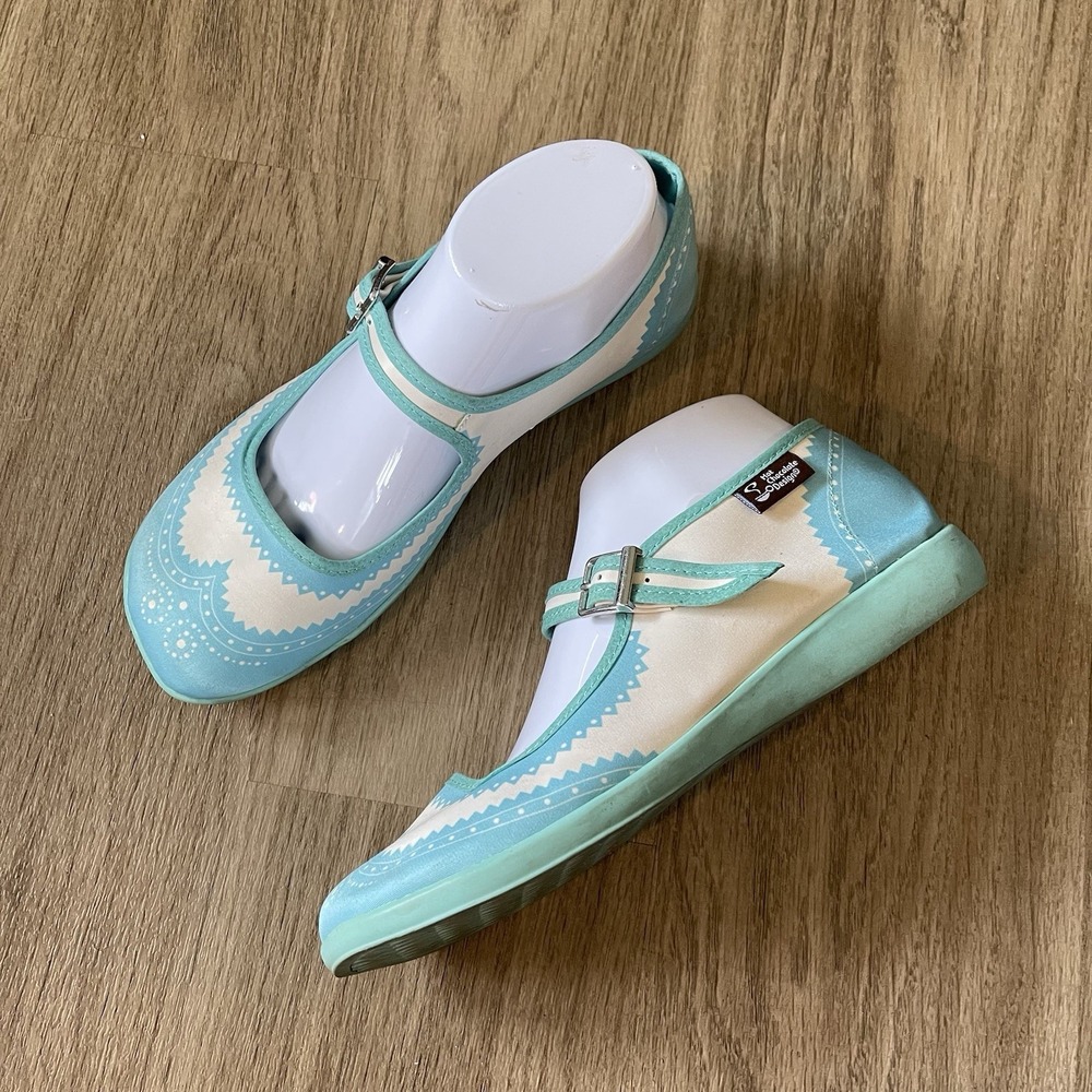 Hot Chocolate Design Chocolaticas Shoes Women 7/38 Mary Jane Flats Teal Blue